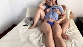 We were watching a movie and we got horny and she made me come many times.